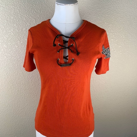 Harley-Davidson Tops - Harley Davidson Orange Ribbed Top